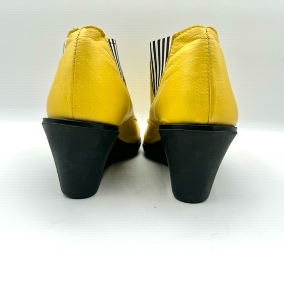 LEATHER YELLOW ANKLE BOOTS WEDGE PLATFORM BOOTS RUBBER SOLE LACE UP BOOTS SIZE 6 - Picture 7 of 16